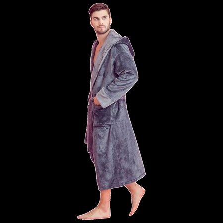 TOWELSOFT Men Plush Shawl Collar Robe, Unisex Gray S/M PLH-RB-Men-GRY-SM
